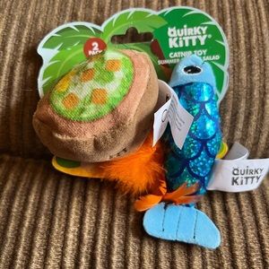SUMMER Caesar salad and sparkle fish catnip cat toys new quirky kitty